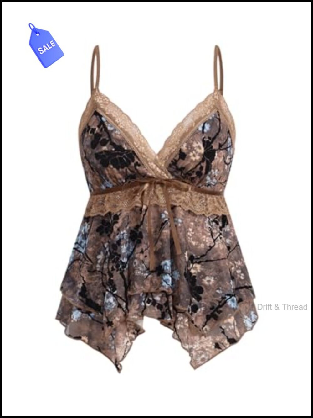 Verdusa Y2K Lace Babydoll Tank Top Sleeveless V-Neck Bow Tie Cute Shirt